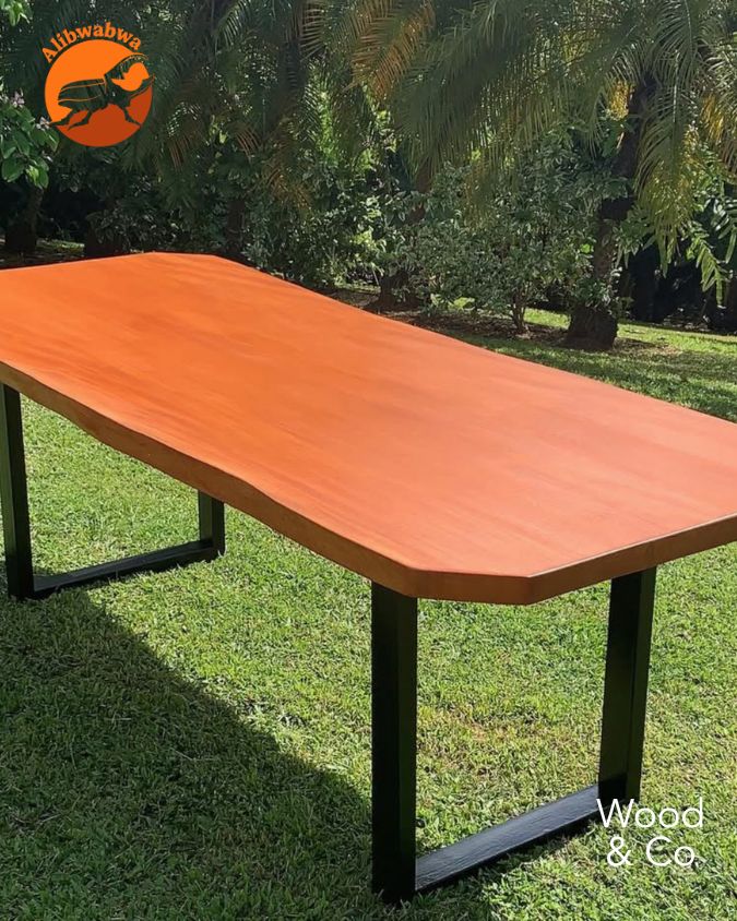 Table pour 10 personnes (2m50 / 1m) en acajou & acier peint en noir